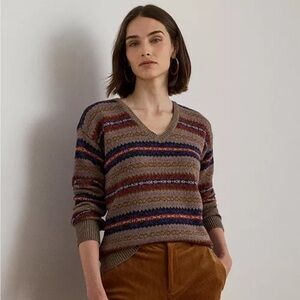 Lauren Ralph Lauren Fair Isle V Neck Sweater XL